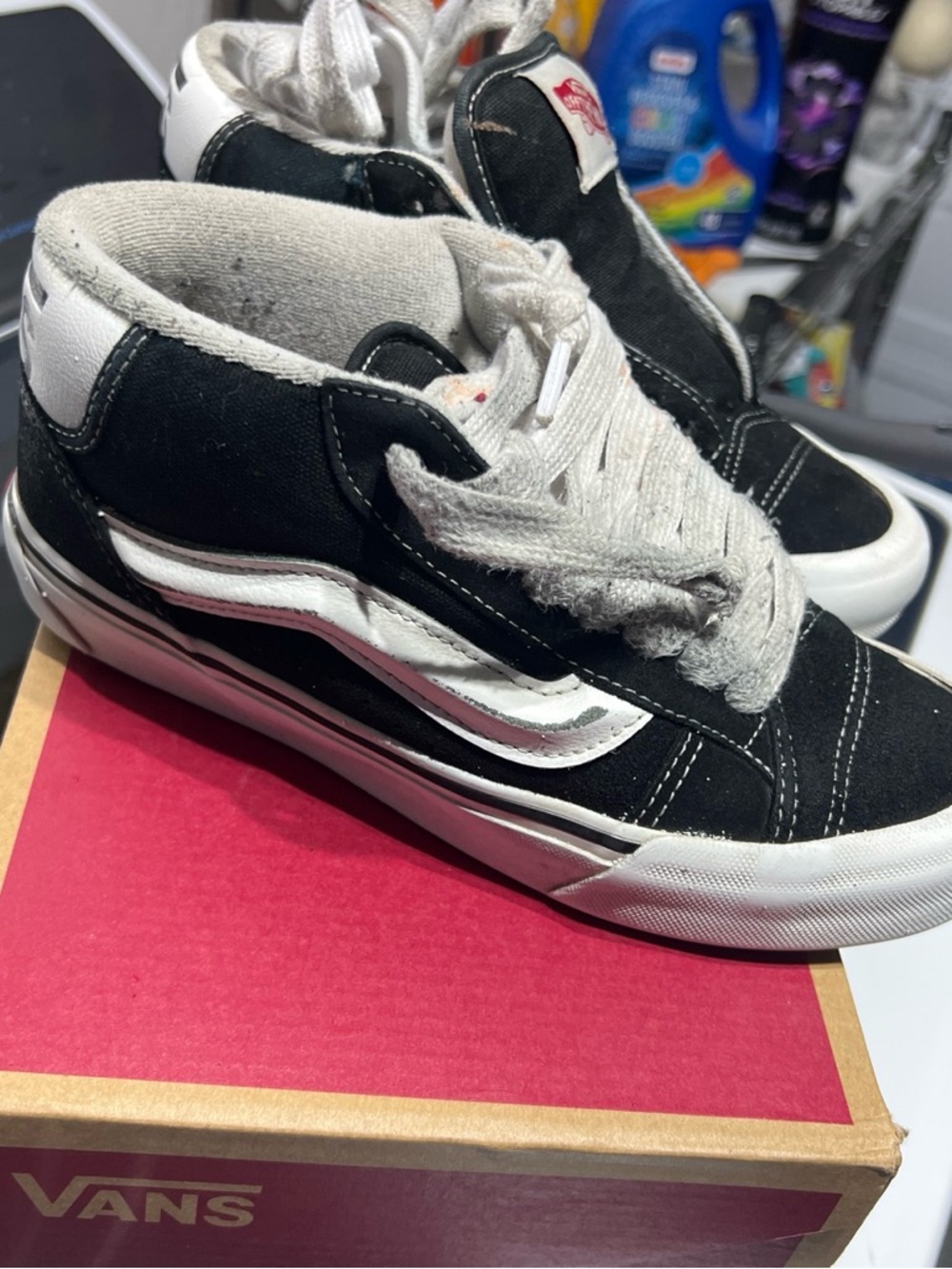 Vans Kids Black and White High-Top Skate Sneakers